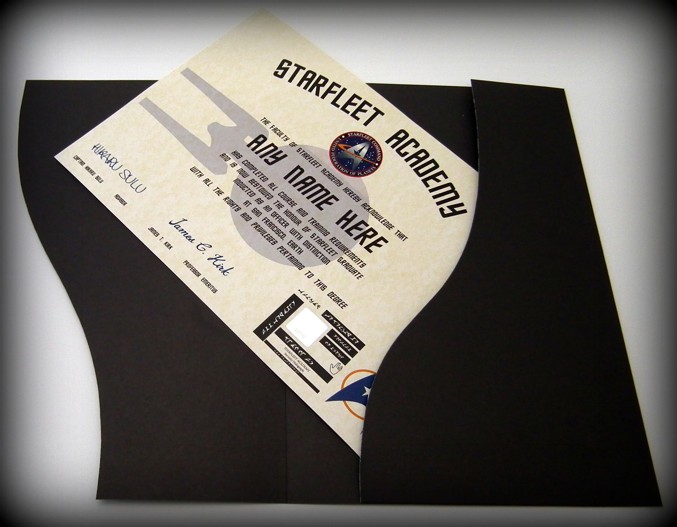 Star Trek Personalised Certificate Starfleet Academy in a Presentation Folder