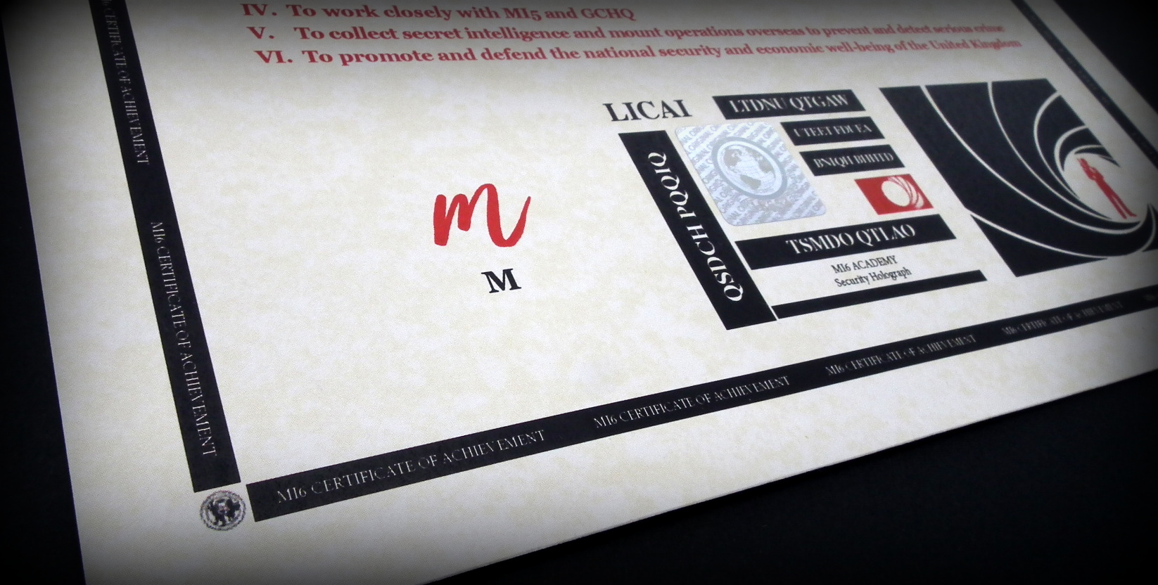 James Bond 007 Style Personalised Certificate in a Presentation Folder - Image 7