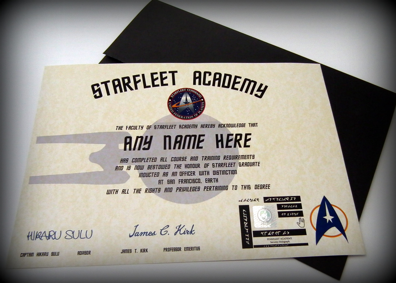 Star Trek Personalised Certificate Starfleet Academy in a Presentation Folder - Image 2