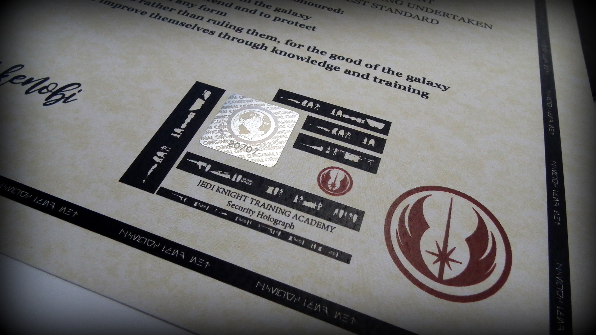 Jedi Knight Style Personalised Certificate in a Presentation Folder - Image 7