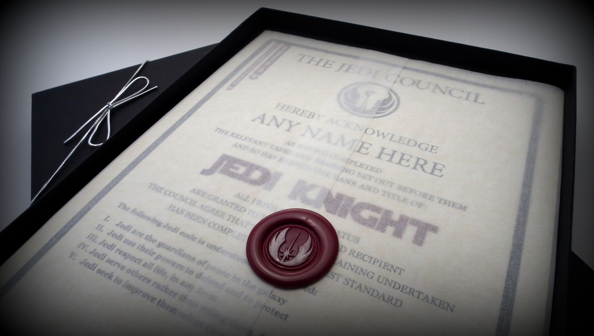 Deluxe Star Wars Jedi Knight Personalised Certificate Gift Box - Image 2