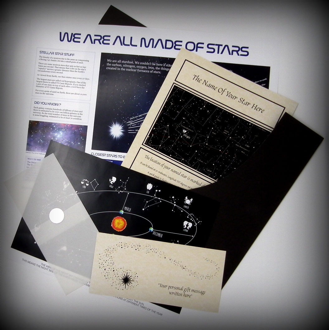 Deluxe Name a Star Gift Set with Heart Shaped SWAROVSKI® ELEMENT in a Luxury Presentation Folder - Personalised with the name of your choice