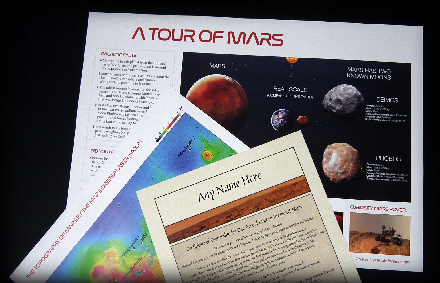 Acre of Land on Mars Deluxe Gift Set in a luxury presentation Gift Box - Personalised with the name of your choice - Image 4