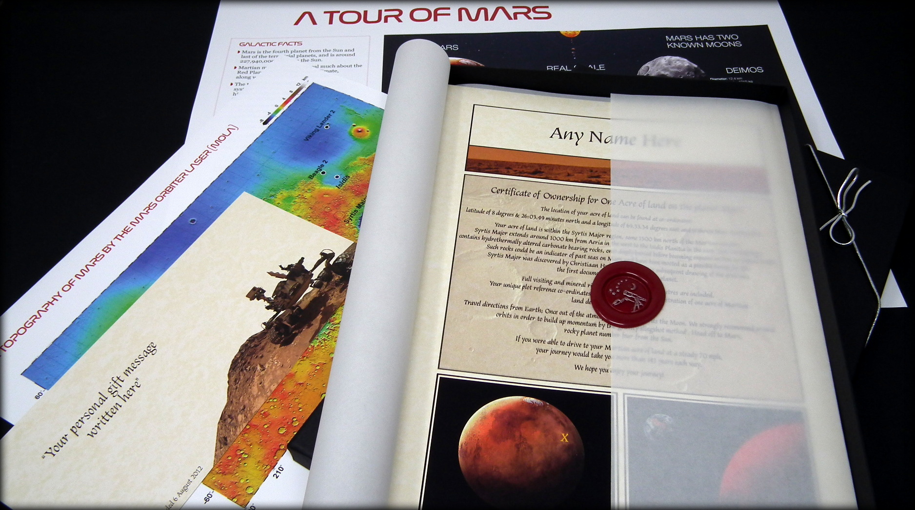 Acre of Land on Mars Deluxe Gift Set in a luxury presentation Gift Box - Personalised with the name of your choice - Image 6