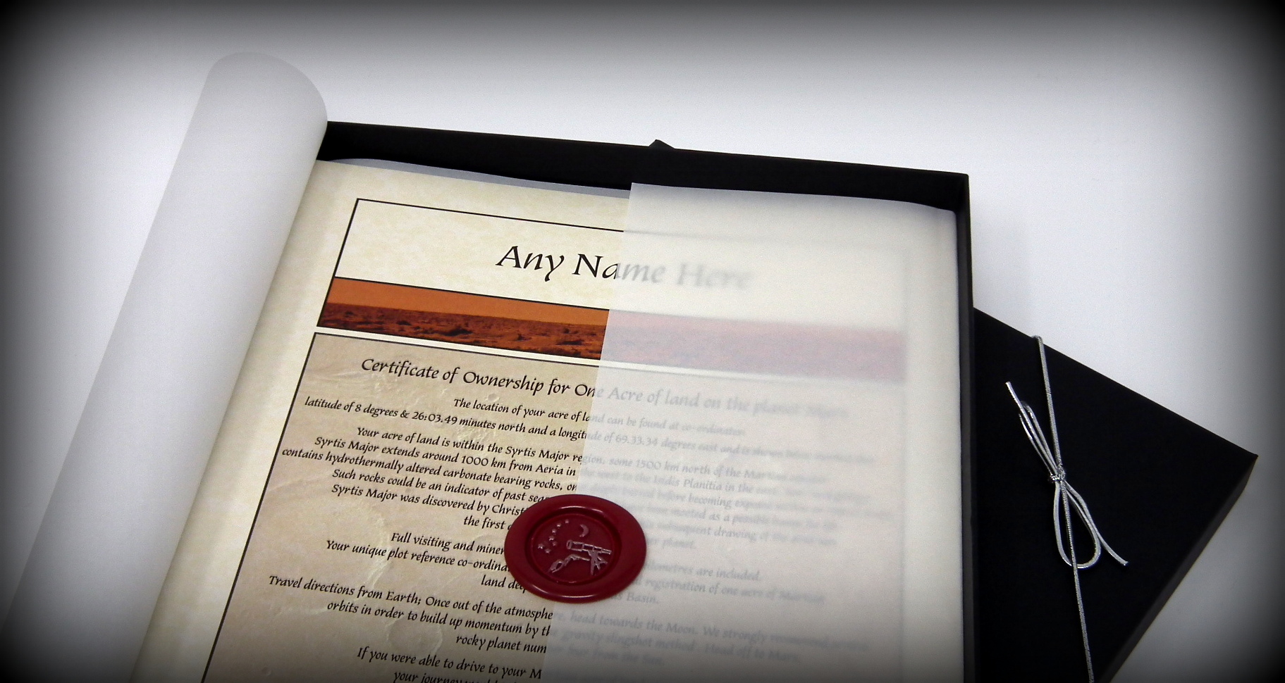 Acre of Land on Mars Deluxe Gift Set in a luxury presentation Gift Box - Personalised with the name of your choice - Image 8