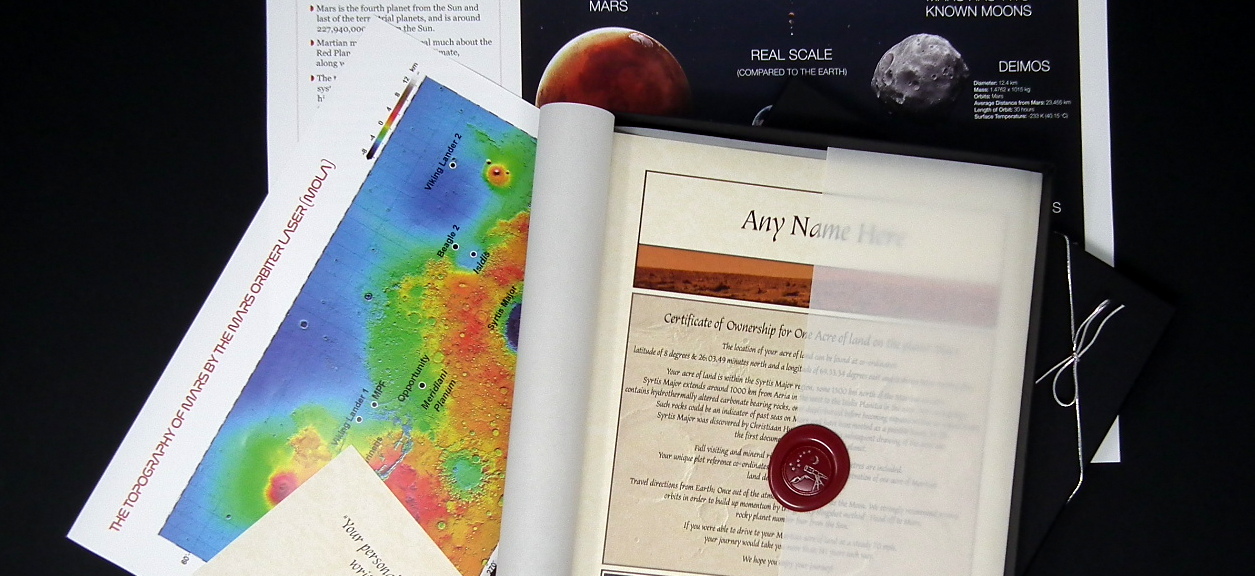 Acre of Land on Mars Deluxe Gift Set in a luxury presentation Gift Box - Personalised with the name of your choice - Image 3